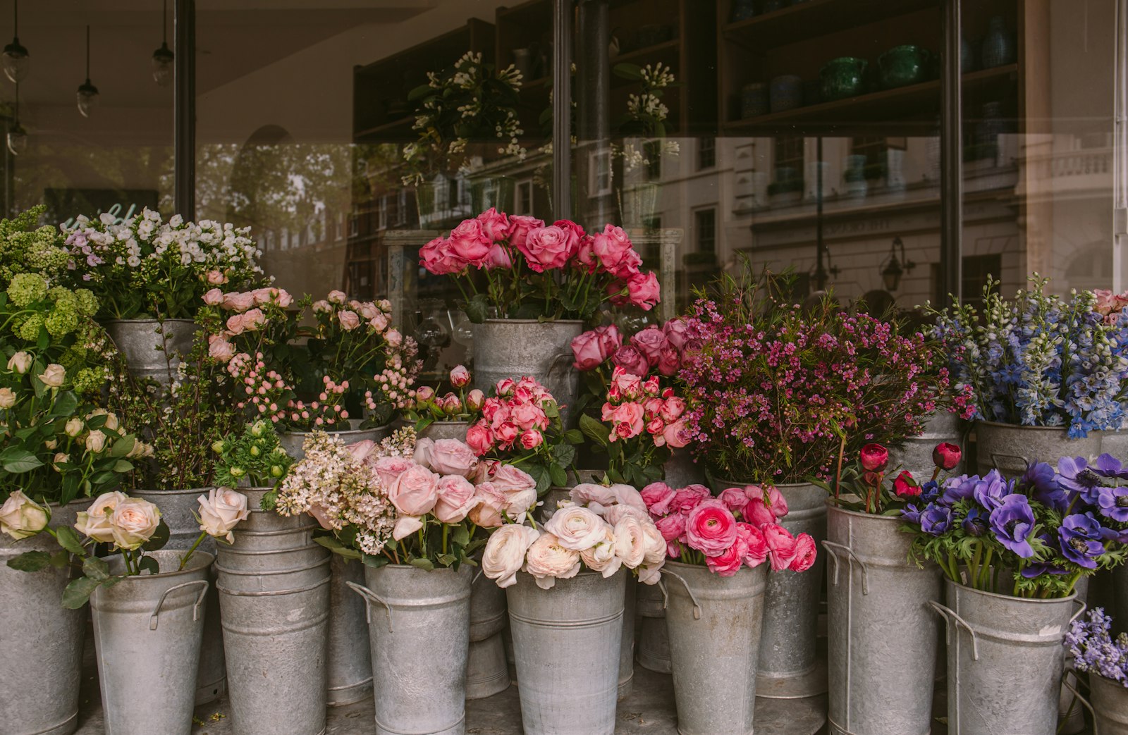 Signature arrangement of garden roses and foliage