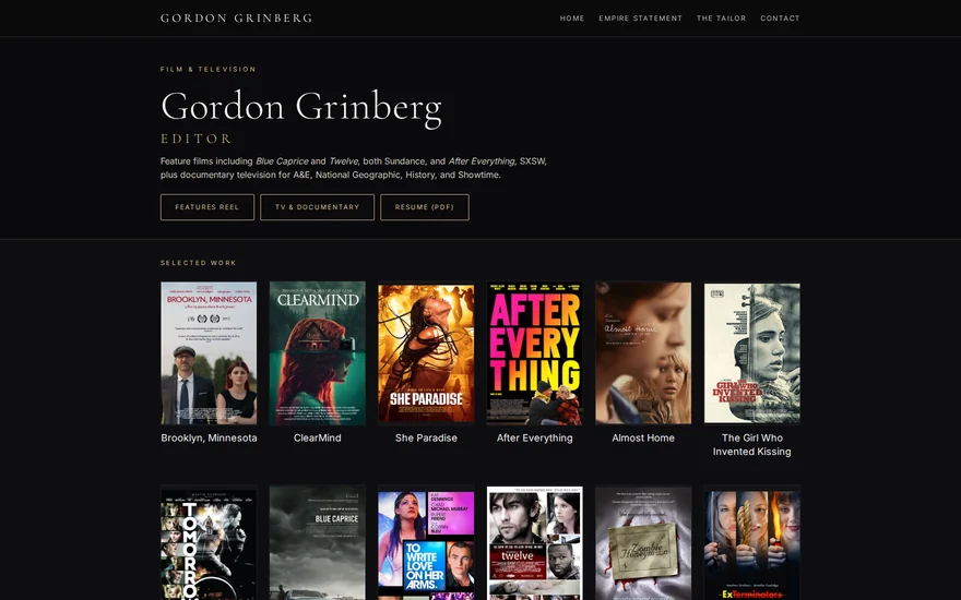 Gordon Grinberg, a film and television editor's portfolio