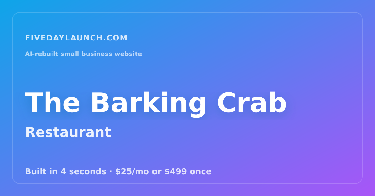 Preview of The Barking Crab's AI-rebuilt website