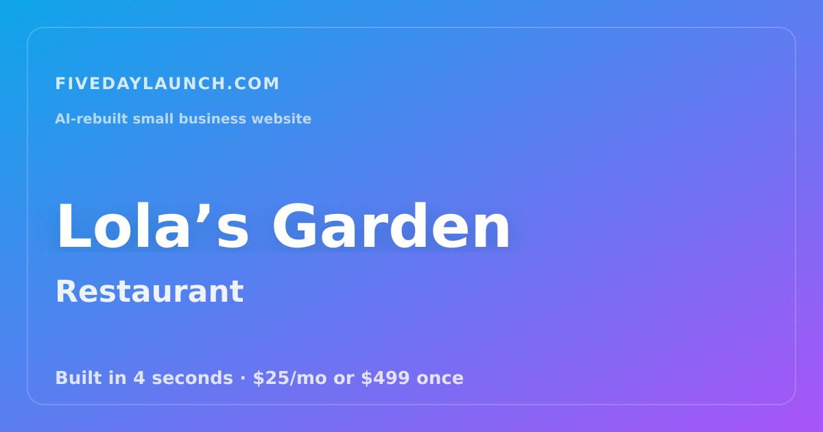 Preview of Lola’s Garden's AI-rebuilt website
