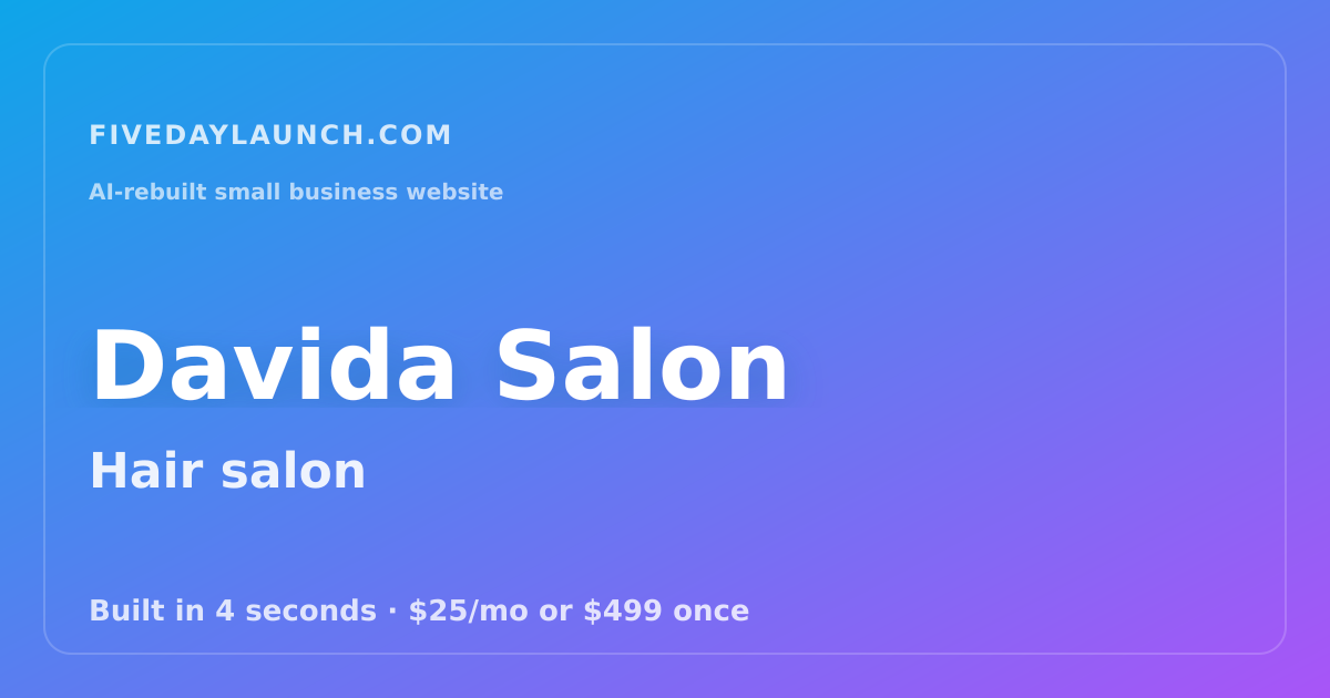 Preview of Davida Salon's AI-rebuilt website