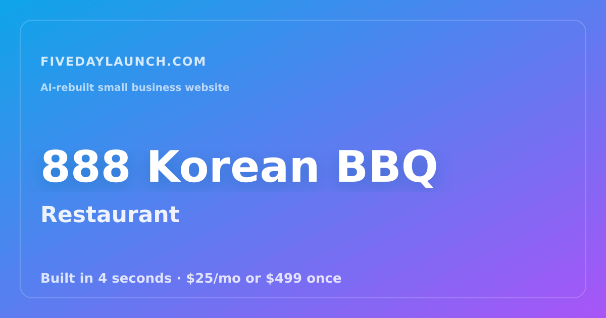 Preview of 888 Korean BBQ's AI-rebuilt website