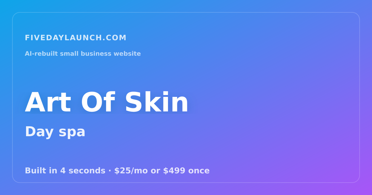 Preview of Art Of Skin's AI-rebuilt website