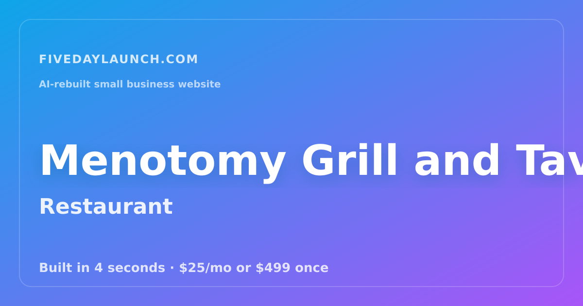 Preview of Menotomy Grill and Tavern's AI-rebuilt website