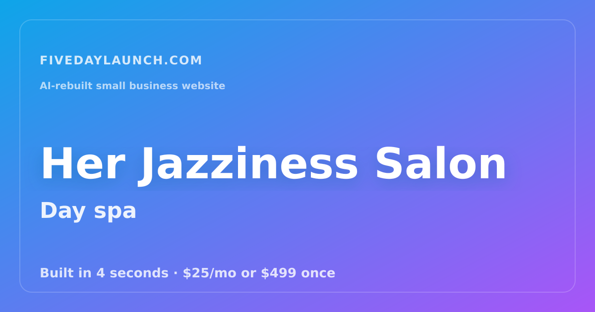 Preview of Her Jazziness Salon's AI-rebuilt website