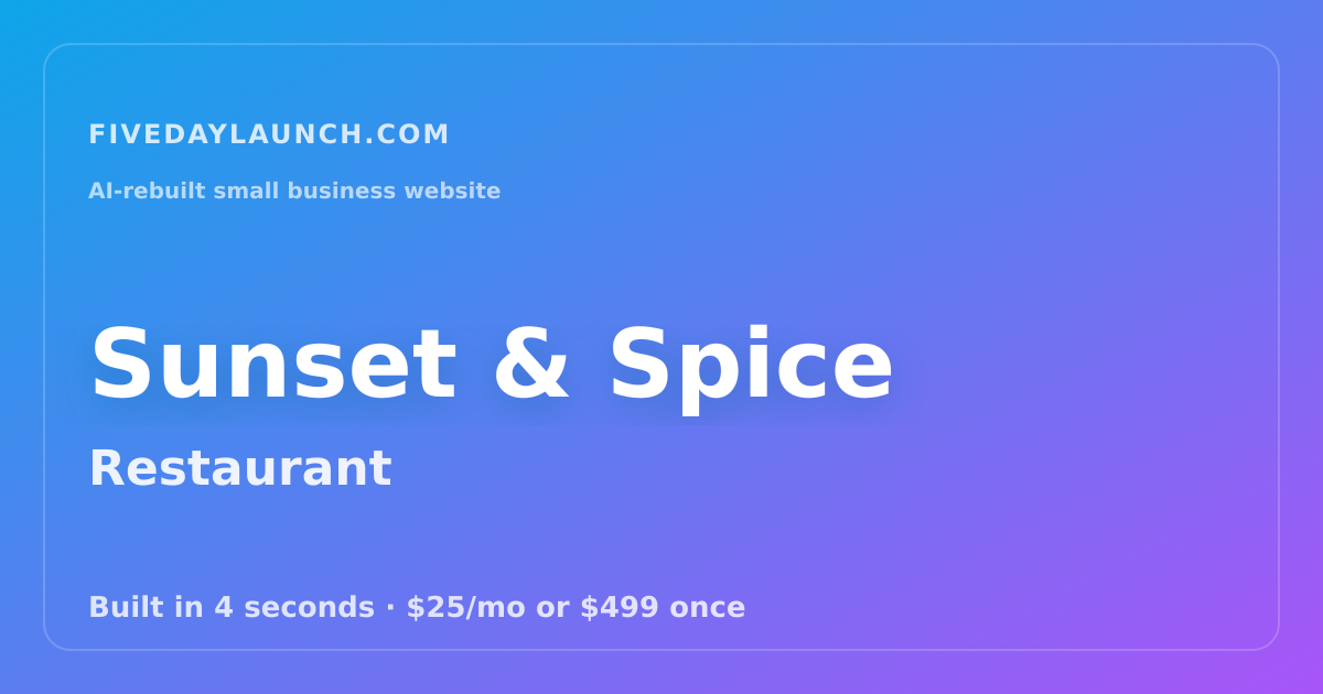 Preview of Sunset & Spice's AI-rebuilt website