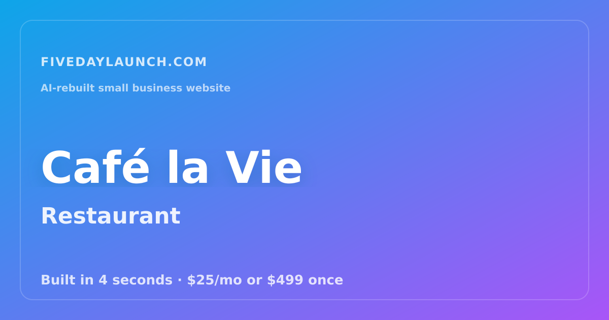 Preview of Café la Vie's AI-rebuilt website