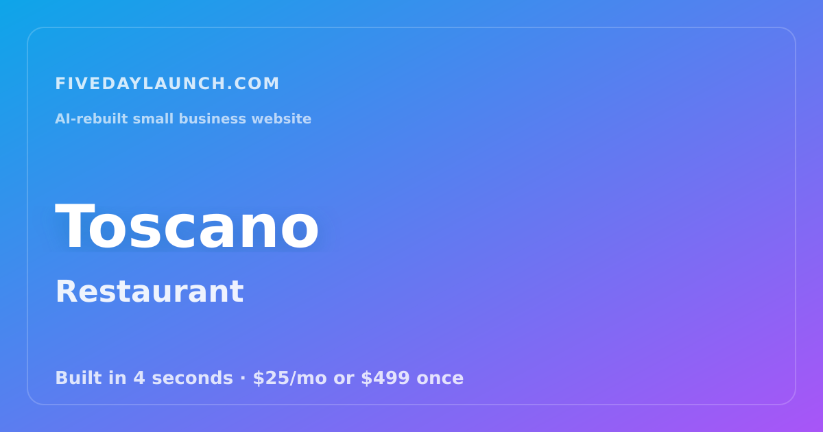 Preview of Toscano's AI-rebuilt website