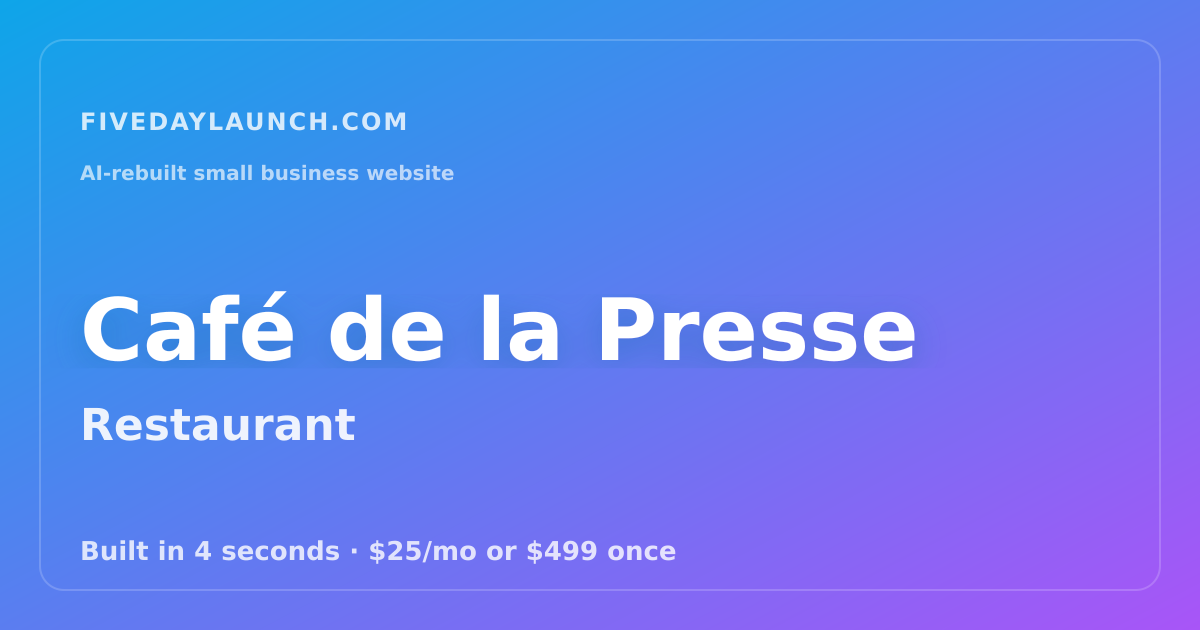 Preview of Café de la Presse's AI-rebuilt website