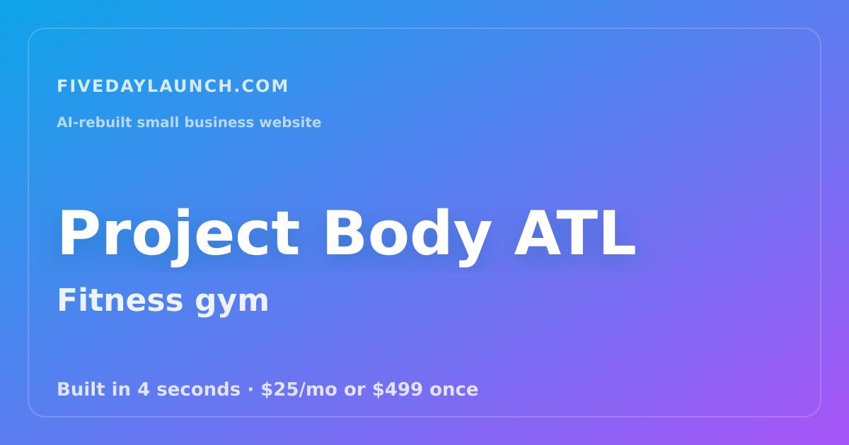 Preview of Project Body ATL's AI-rebuilt website