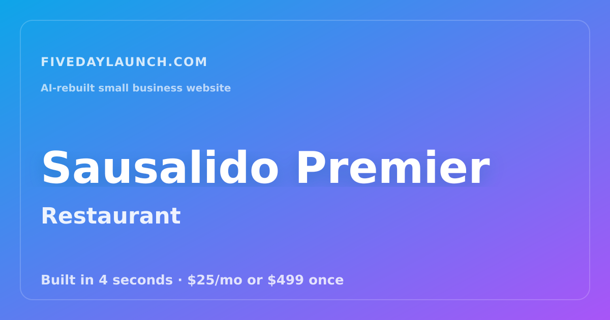 Preview of Sausalido Premier's AI-rebuilt website