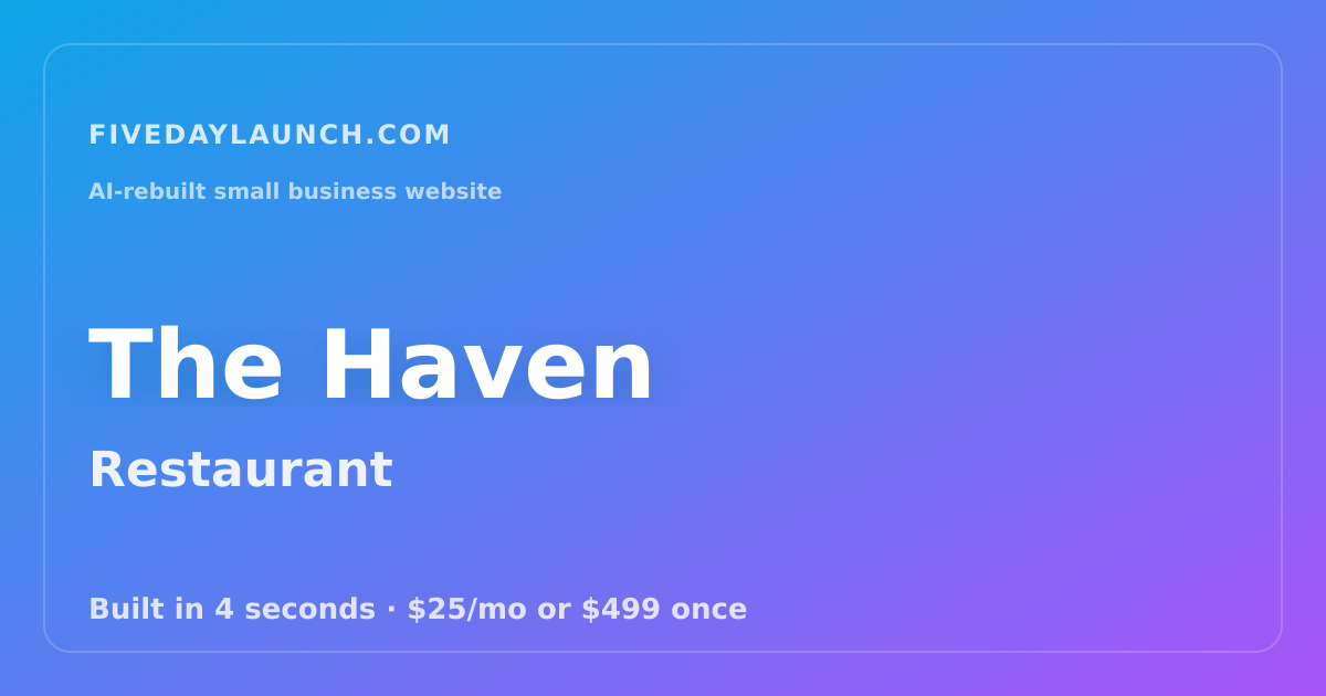 Preview of The Haven's AI-rebuilt website