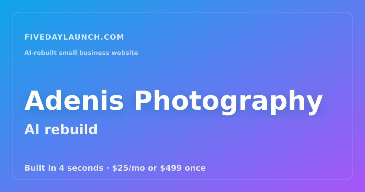 Preview of Adenis Photography's AI-rebuilt website