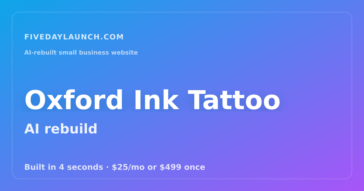 Preview of Oxford Ink Tattoo's AI-rebuilt website