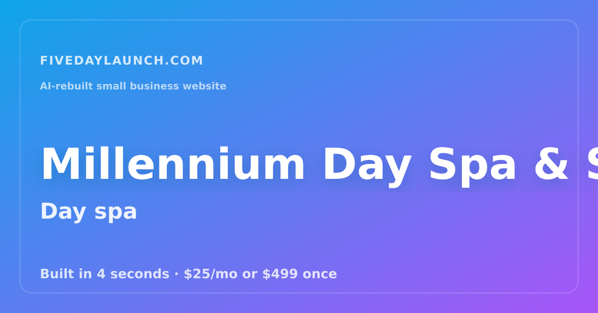 Preview of Millennium Day Spa & Salon's AI-rebuilt website