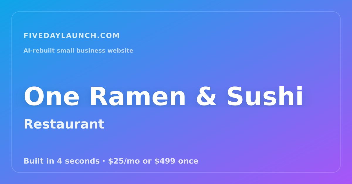 Preview of One Ramen & Sushi's AI-rebuilt website