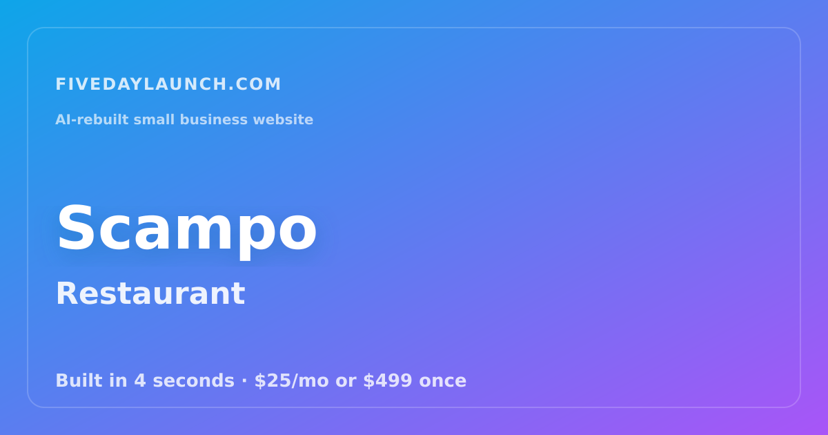 Preview of Scampo's AI-rebuilt website