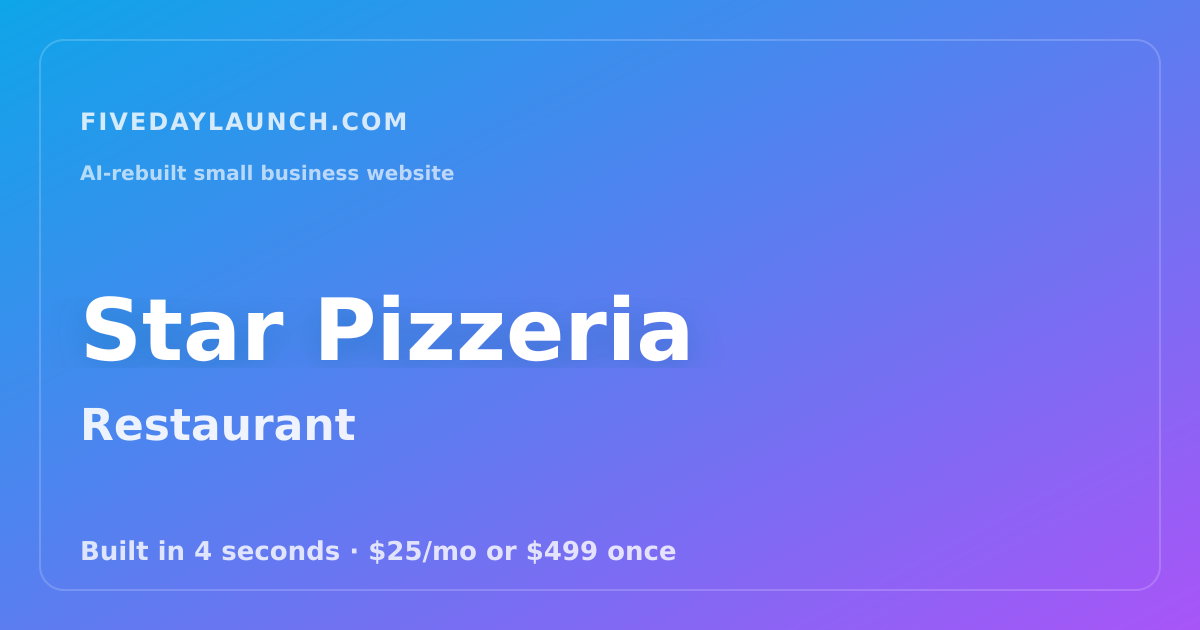 Preview of Star Pizzeria's AI-rebuilt website