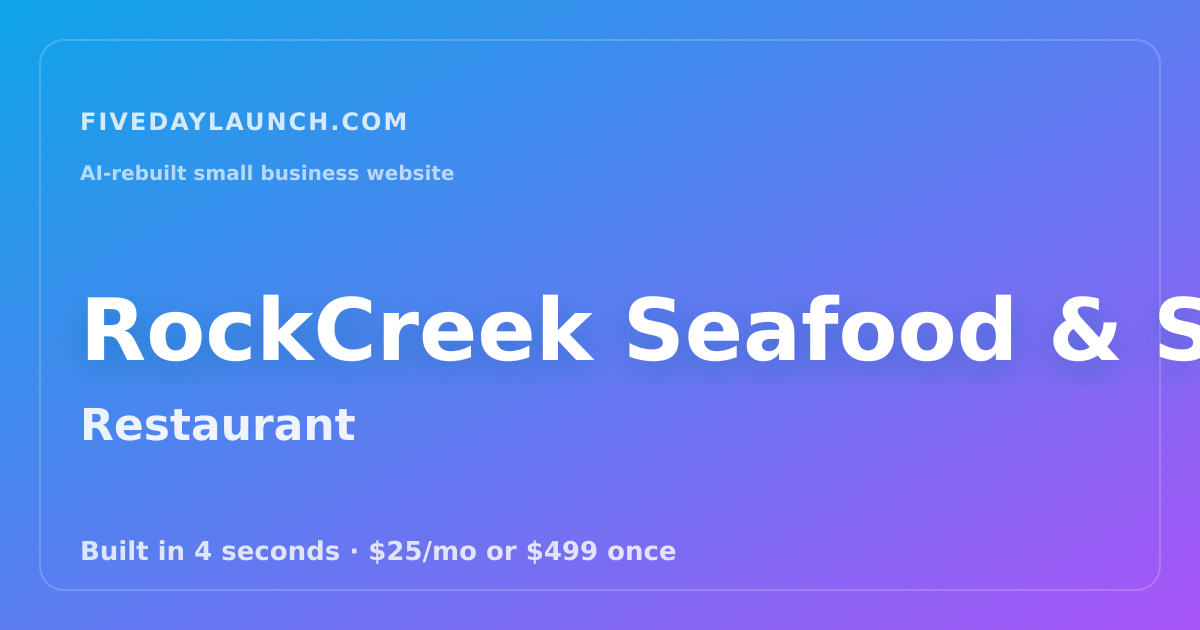 Preview of RockCreek Seafood & Spirits Seattle and Kirkland's AI-rebuilt website