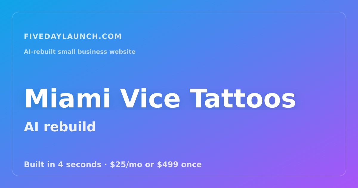 Preview of Miami Vice Tattoos's AI-rebuilt website