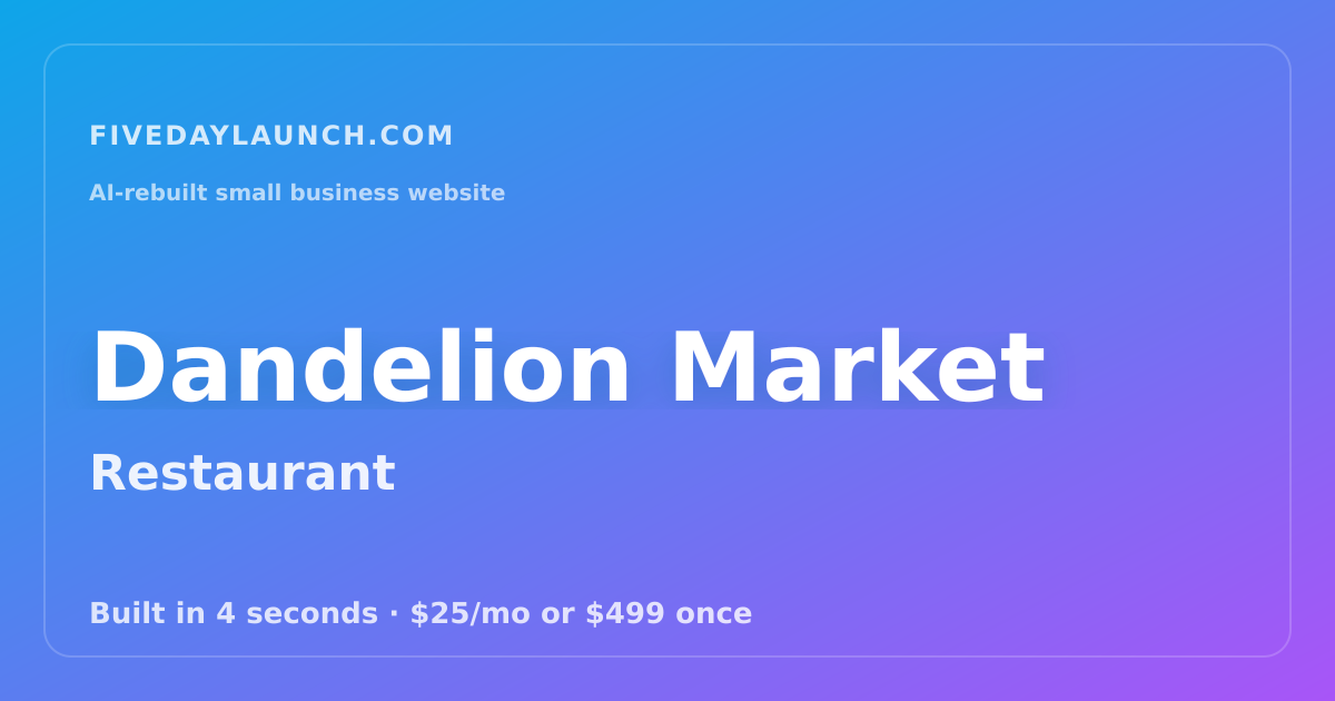 Preview of Dandelion Market's AI-rebuilt website