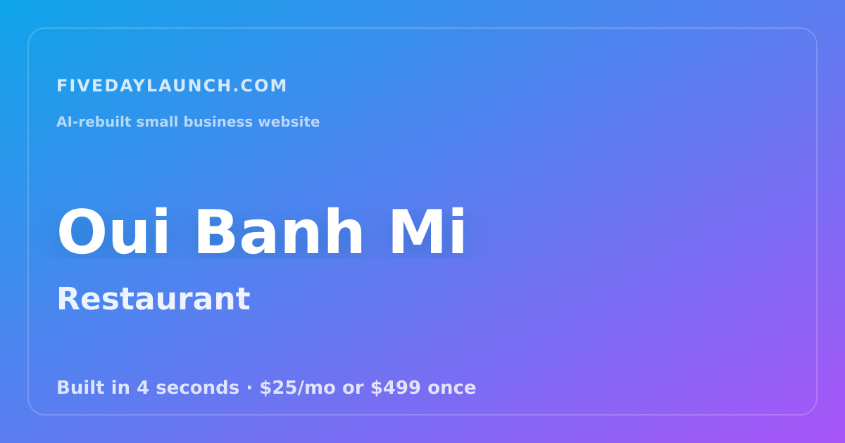 Preview of Oui Banh Mi's AI-rebuilt website