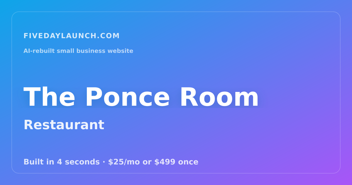 Preview of The Ponce Room's AI-rebuilt website