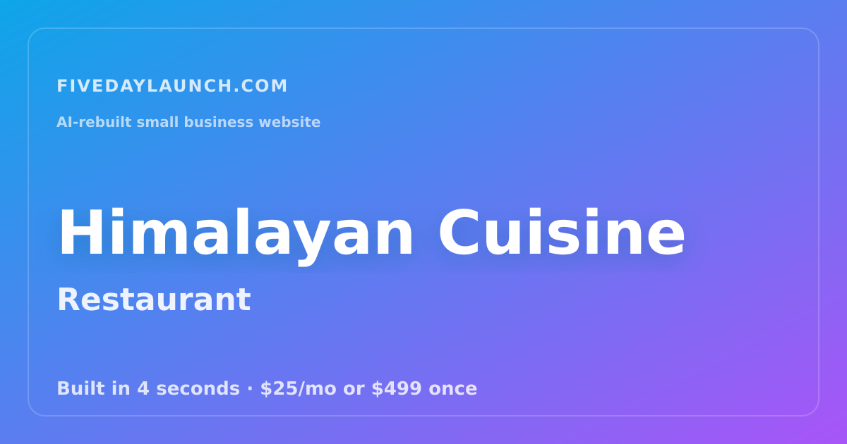 Preview of Himalayan Cuisine's AI-rebuilt website