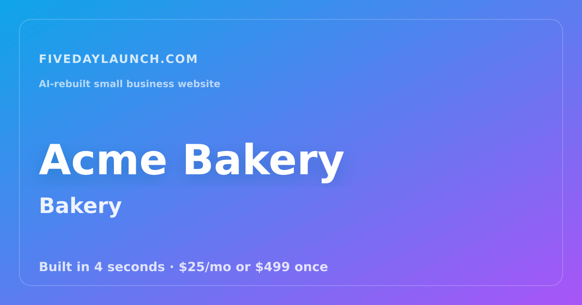 Preview of Acme Bakery's AI-rebuilt website
