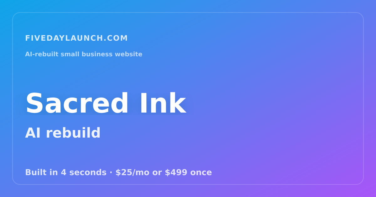 Preview of Sacred Ink's AI-rebuilt website